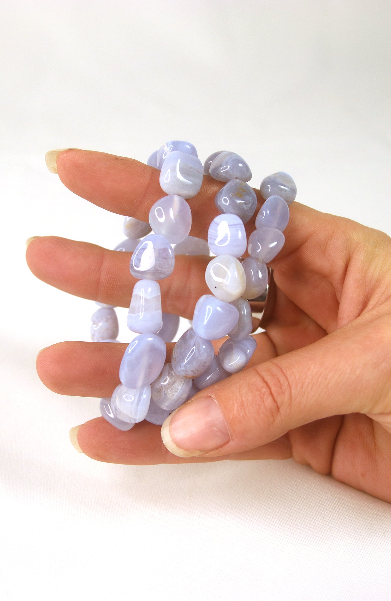 Blue Lace Agate Tumbled Stone Bracelet